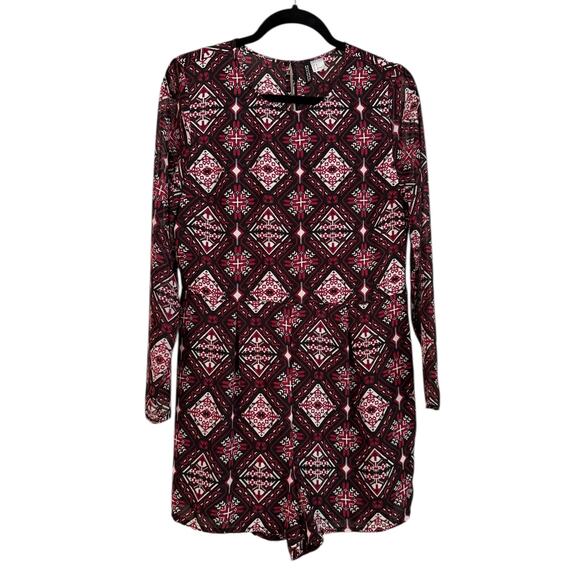 H&M Divided H&M Maroon Pattern Long Sleeve Romper Sz 12 - Picture 2 of 8